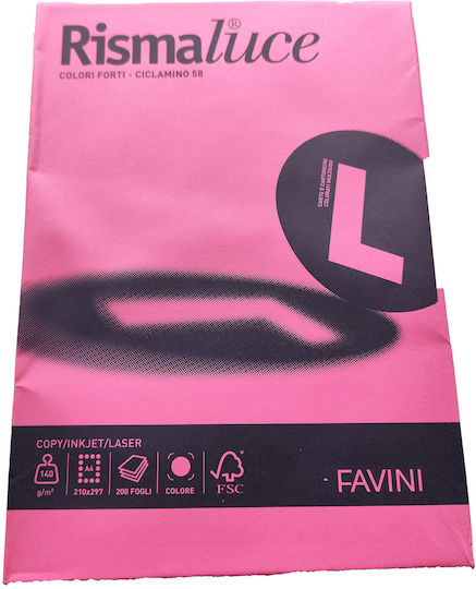 Favini 200 Φύλλα Rismaluce 140g/m2 Κυκλάμινο 58 21x29,7 A4