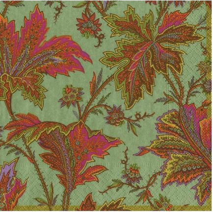 Xαρτοπετσέτες Luncheon Paisley Leaves Sage Green 16.5x16.5cm Caspari 20 Tεμάχια