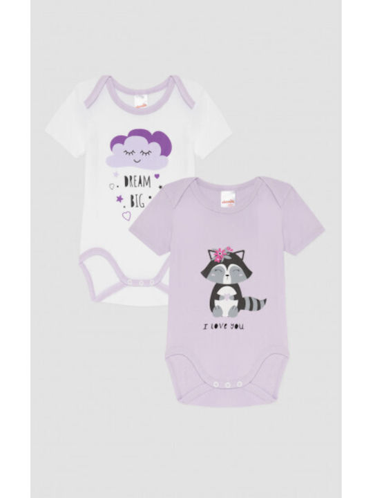 Minerva Short-Sleeved White, Lilac 2pcs