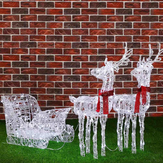 Bakaji Bakaji Sleigh Reindeer Christmas 3D Lighted 240 LED Cool White Outdoor Batteries