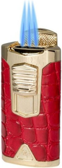 Rocky Patel Statesman Feuerzeuge 3xjet Gold-Rot Leder Punch