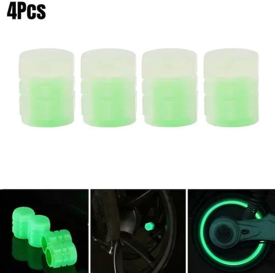Set Car Valve Caps Phosphorescent Green 4pcs Zg0176