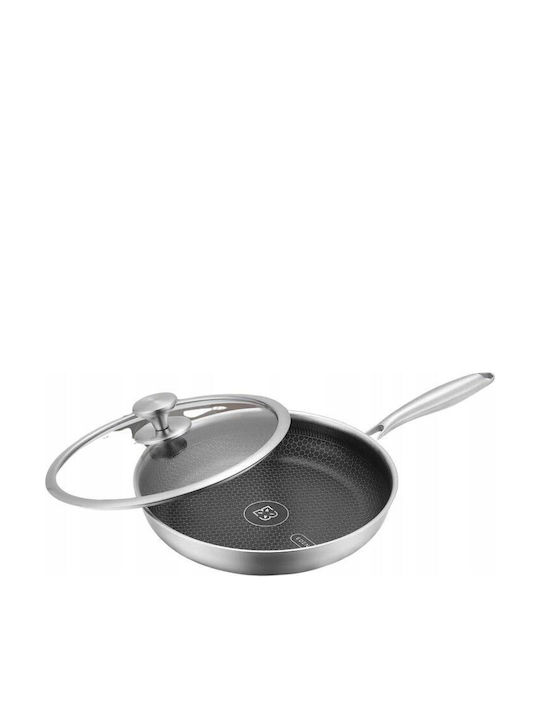 Edenberg Honeycomb Pan Made of Stainless Steel with Lid with Non-Stick Coating 28cm