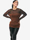 Women's Blouse with Sheerness Brown