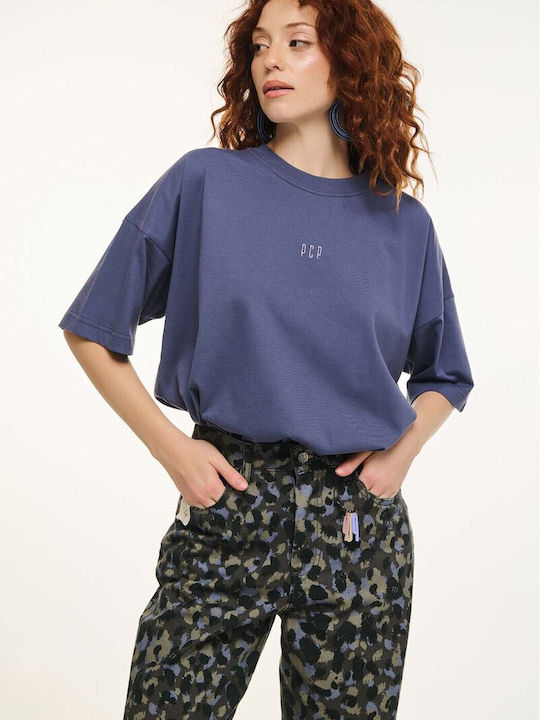 Soluna Vienna Women's Blouse Cotton Short Sleeve Blue