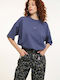 Soluna Vienna Women's Blouse Cotton Short Sleeve Blue
