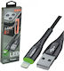 Moxom Плетена / LED USB-A към Lightning кабел Черен 1м (6461)