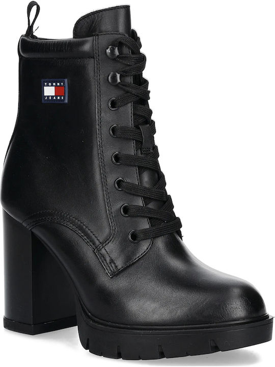Leder Stiefeletten Damen Schwarz