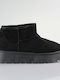 Suede Women's Ankle Boots with Fur Black