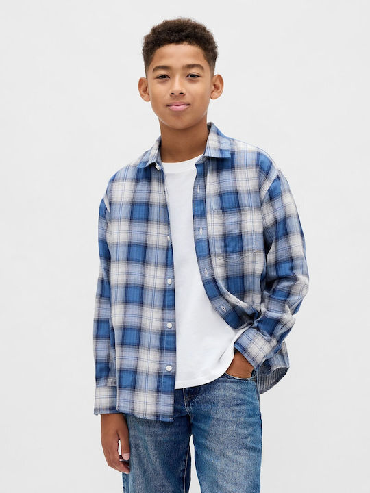 GAP Kids Checked Shirt Long Sleeve Blue