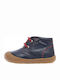 Anatomical Leather Kids Boots with Laces Navy Blue