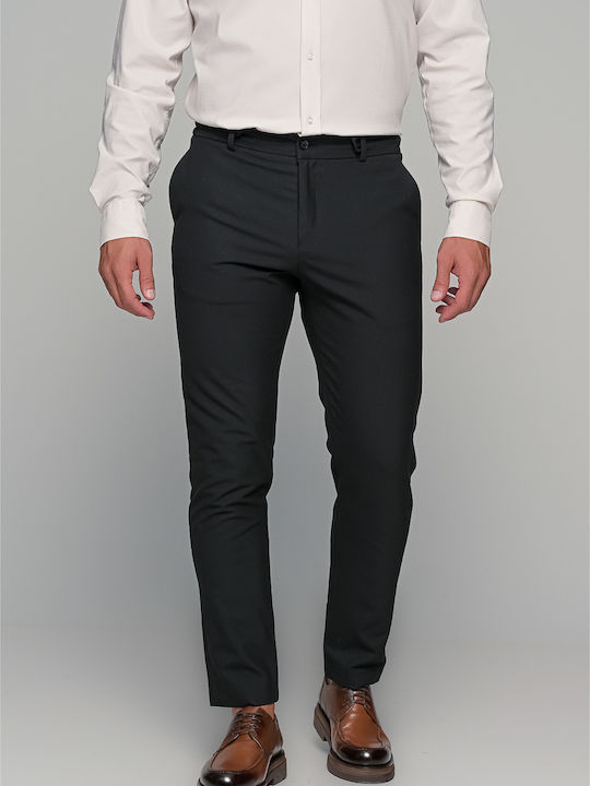 Pantaloni Elastic cu Croială Slim Black