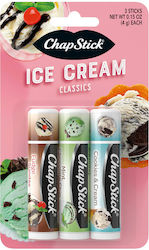 Feuchtigkeitsspendender Lippenbalsam Eiscreme Classics Chapstick 3er-Set