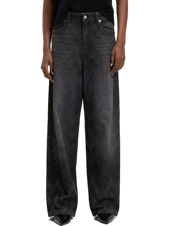 Γυναικείο Jean Παντελόνι Mid Rise σε Relaxed Εφαρμογή Black