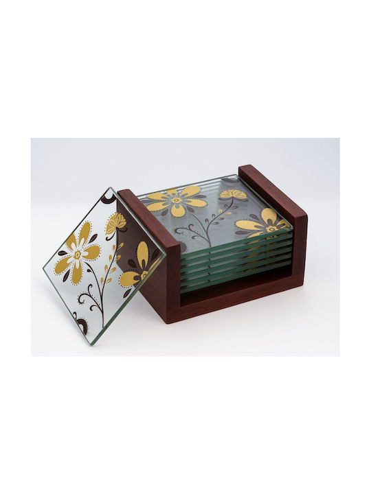 Galifas Coaster Glass with Stand 9x9cm 6pcs