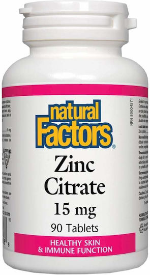 Natural Factors Zinc Citrate 15мг 90 табове 1 капси Natural