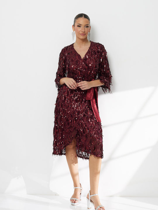 Rochie Midi De Seara Burgundy F2550_012