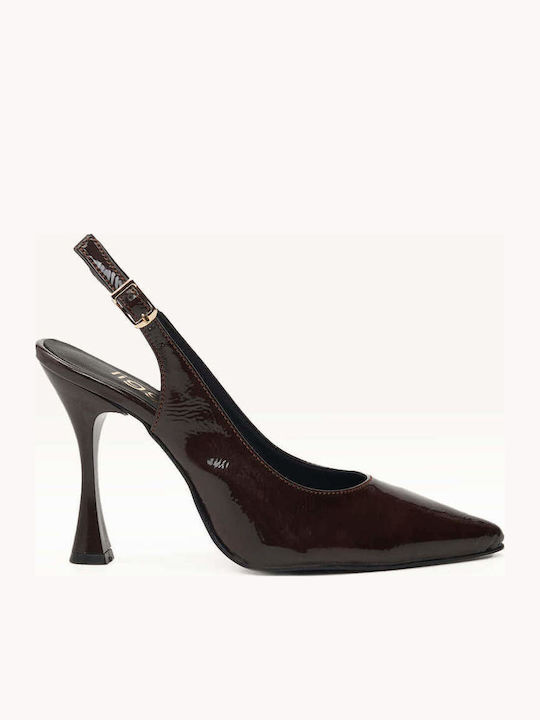 Καφέ Γόβες Ελληνικής Κατασκευής Slingback Λουράκι