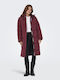 Lang Damen Puffer Jacke Wasserdicht für Winter Burgundy