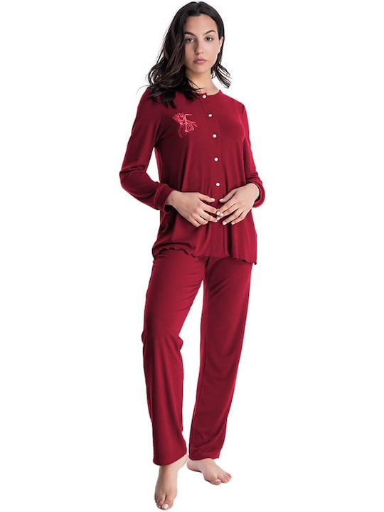 Rachel Winter Damen Pyjama-Set burgundy