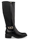 Synthetic Leather Riding Boots Black