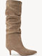 Beige Wildleder Stiefel Mit Sorgfältigem Design Mit Spitz Zehen