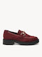 Bordeaux Suede Damen Mokassins Goldene Metallische Akzent