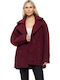 Γυναικείο Wine Red Παλτό Oversized με Κουμπιά