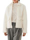 Wool Women's Ecru Coat with Zipper