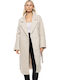 Women's Lt Beige Coat with Hood
