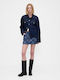 Τζιν Mini Φούστα Καρό Dark Blue Indigo