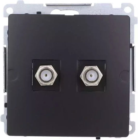 Simon Basic Antenna Jack Double Type F Frame Matt Black Bmaf2.01/49