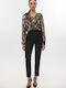 Women's High-waisted Fabric Trousers Black