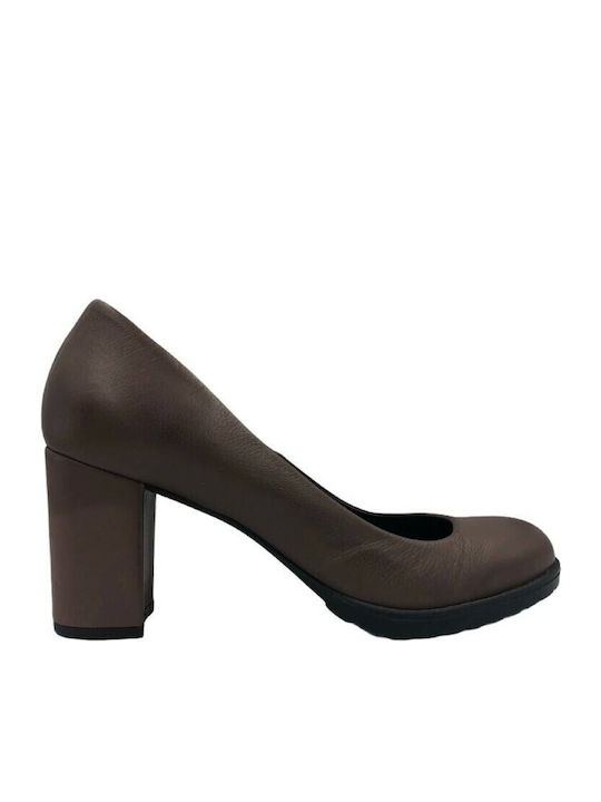 Gatzelis Shoes Δερμάτινες Γόβες Καφέ