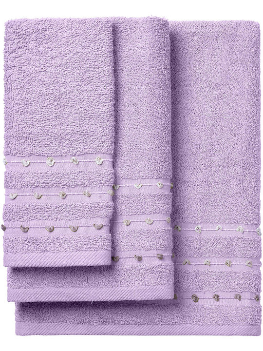 Beauty Home Σετ Πετσέτες Μπάνιου 3τμχ Art 3461 Λιλά Βάρους 450gr/m²