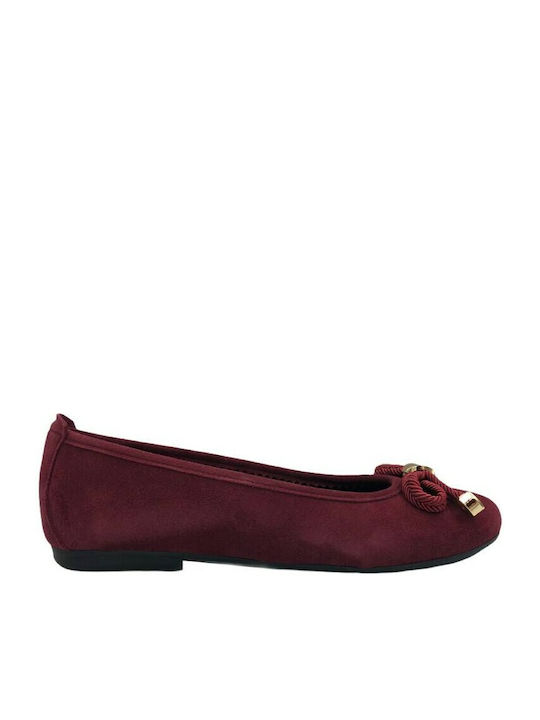 Suede Ballerinas Burgundy