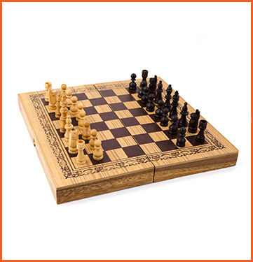 Paradise Waterfalls Wooden Checkers & Dice Set for Backgammon Handmade Black / White 2cm