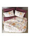Cotton Box Flos Baumwolle Bettbezug Set 160x220cm Einzelbett mit Kissenbezug Burgundisch
