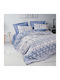 Cotton Box Duvet Cover Set Cotton Double with 2 Pillowcases 200x220 Box 4 Blue