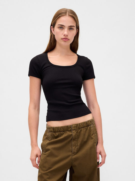 GAP Γυναικείο Crop T-shirt Black