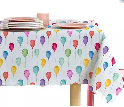 Jup 7322701-b6681 Party Tablecover Balloons 140x180cm White Multicolour