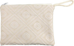 Toiletry Bag 22x28 Jacquard White Line Ecru