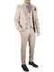 Men's Summer Suit with Vest Slim Fit Pink