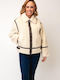 Short Women's Jacket for Winter Ecru
