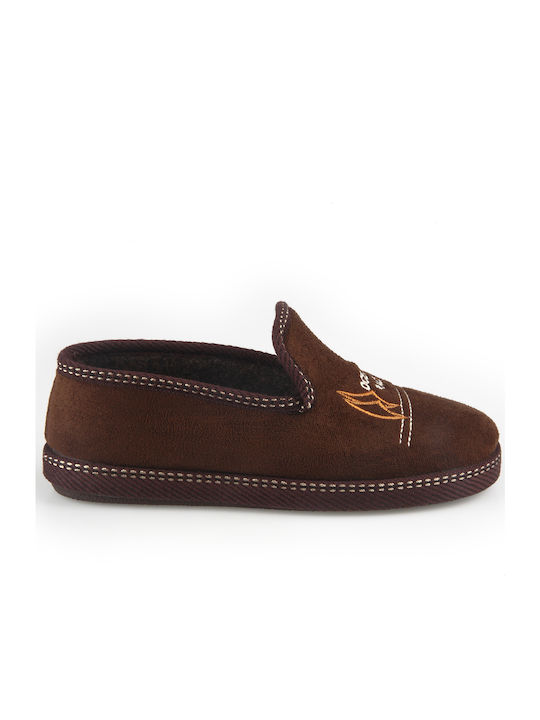 Heel Enclosed Men's Slipper Brown
