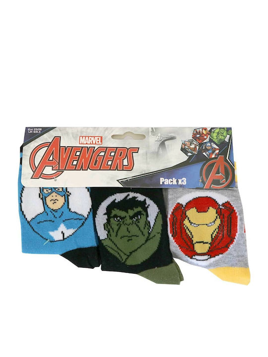 Marvel Παιδικές Κάλτσες Μαύρο 3 Ζευγάρια