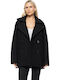 Γυναικείο Black Παλτό Oversized με Κουμπιά