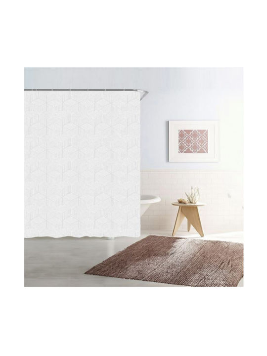 Perdea de Baie 180x180cm Transparent White Linear Design
