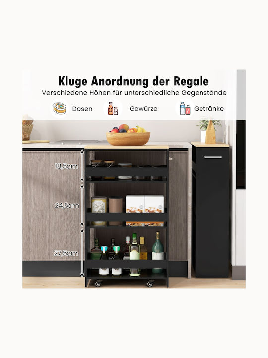Costway Wooden Kitchen Trolley 4 Tiers Black 47...