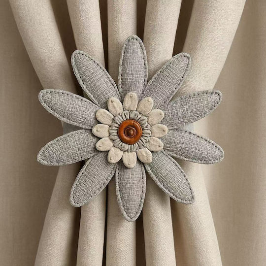 Curtain Tie-Back Flower Jjtyh Gray